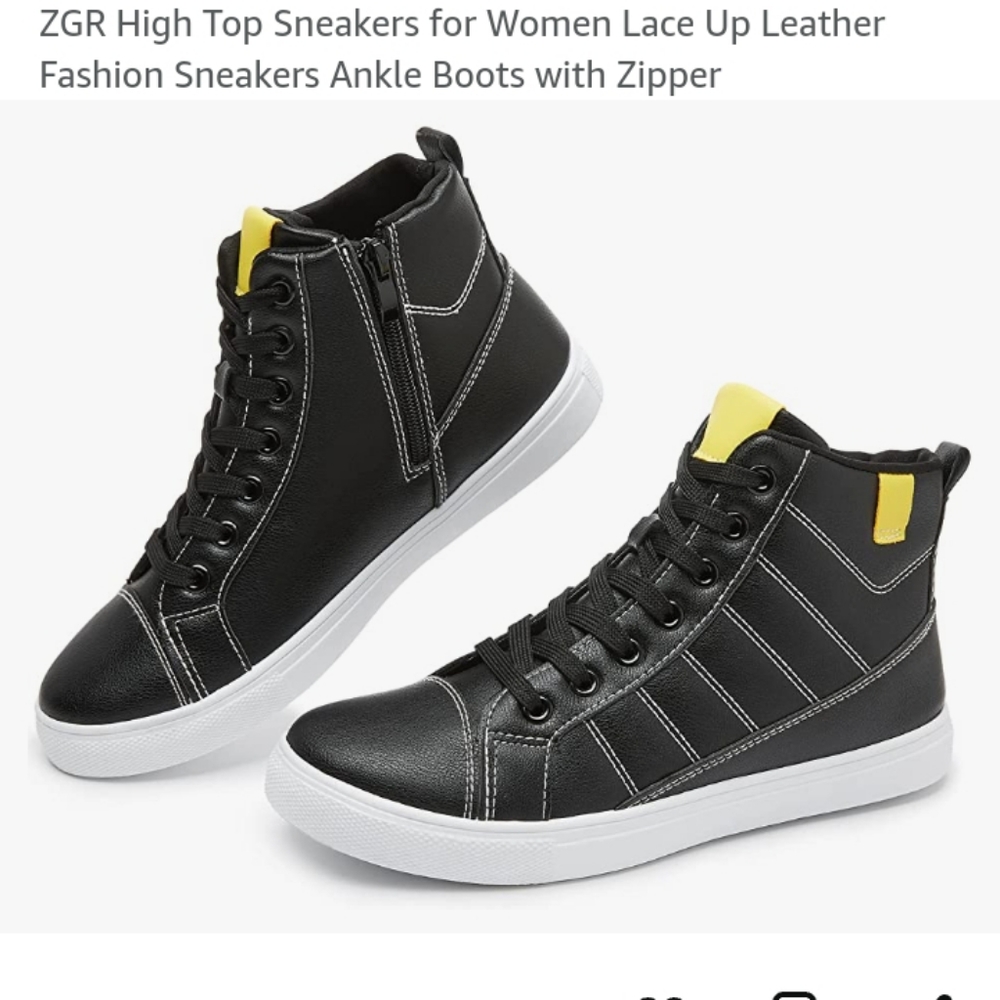 Black high top sneakers with zipper. New in box